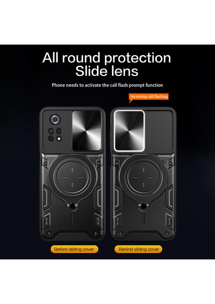 Xiaomi Poco X4 Pro 5g Slayt Kamera Koruma Telefon Kılıfı Şok Geçirmez Pc+Tpu Kapak Dönen Kickstand-Pink ile (Yurt Dışından) fiyatları