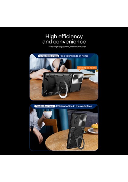 Xiaomi Poco X4 Pro 5g Slayt Kamera Koruma Telefon Kılıfı Şok Geçirmez Pc+Tpu Kapak Dönen Kickstand-Pink ile (Yurt Dışından) indirimleri