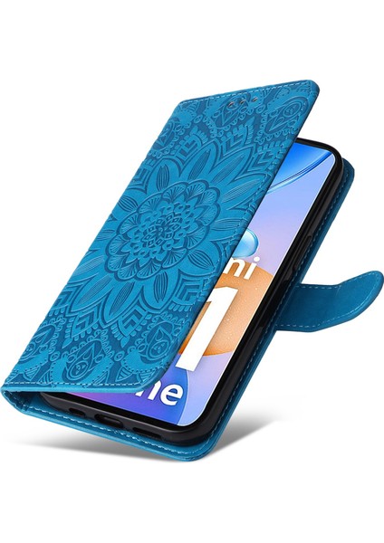 Xiaomi Redmi Için 11 Prime 4g Ayçiçeği Basılı Pu Deri Kılıf Stand Stand Cüzdan Flip Manyetik Koruyucu Kapak El Strap-Blue (Yurt Dışından) indirimleri