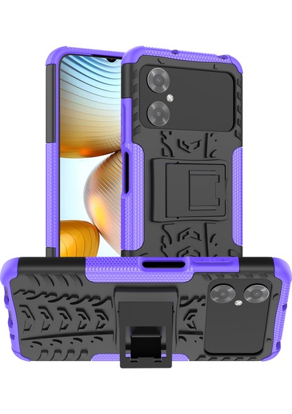 Xiaomi Poco M4 Için 5g Lastik Stili Serin Engebeli Telefon Kasası Sert Pc+Tpu Kickstand Koruyucu Telefon Geri Kapak-Mor (Yurt Dışından)