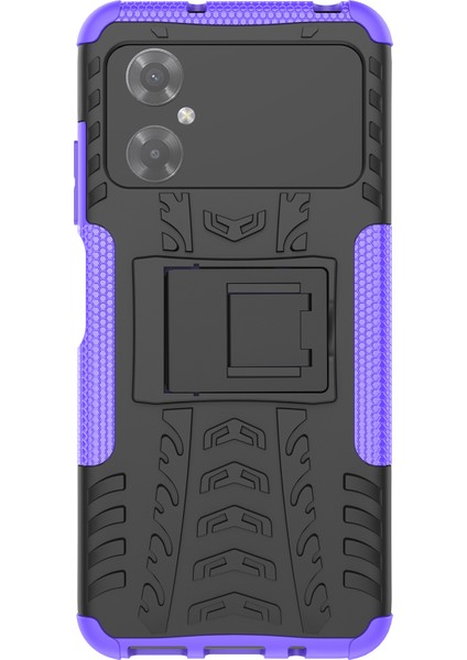 Xiaomi Poco M4 Için 5g Lastik Stili Serin Engebeli Telefon Kasası Sert Pc+Tpu Kickstand Koruyucu Telefon Geri Kapak-Mor (Yurt Dışından)