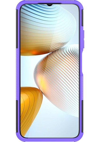 Xiaomi Poco M4 Için 5g Lastik Stili Serin Engebeli Telefon Kasası Sert Pc+Tpu Kickstand Koruyucu Telefon Geri Kapak-Mor (Yurt Dışından)
