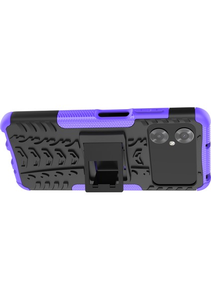 Xiaomi Poco M4 Için 5g Lastik Stili Serin Engebeli Telefon Kasası Sert Pc+Tpu Kickstand Koruyucu Telefon Geri Kapak-Mor (Yurt Dışından)
