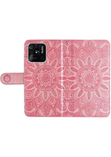Xiaomi Için Redmi 10C 4g/redmi 10 (Hindistan) 4g Ayçiçeği Baskılı Folio Foli Folo Flow Pu Deri Deri Stand Anti-Fall Manyetik Toka Telefon Kapağı Strap-Pink ile (Yurt Dışından) indirimleri
