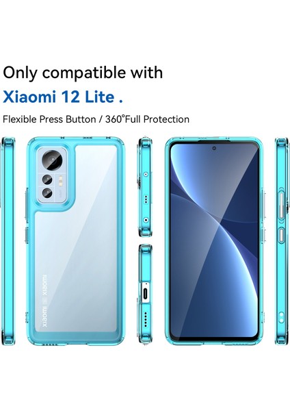 Xiaomi 12 Lite 5g Için Şeffaf Telefon Kılıfı, Fırçalanmış Fırlatma Karşıtı Tpu Çerçeve Akrilik Arka Kapak Bağımsız Düğmeler-Tövbe Mavi (Yurt Dışından) fiyatları