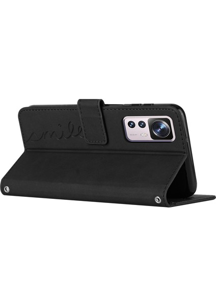 Xiaomi Için 12T 5G/12T Pro 5g/redmi K50 Ultra 5g Cilt Touch Hissed Pu Deri Telefon Kılıfı Baskılı Kalp Şekli Stand Cüzdan Omuz Kayışı Black ile Manyetik Koruyucu Kapak (Yurt Dışından) indirimleri