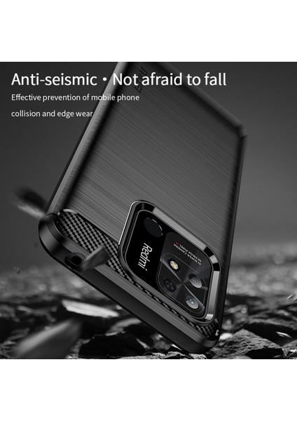 Xiaomi Redmi Için 10C Karbon Fiber Doku Fırçalanmış Kasa Damla Geçirmez Yumuşak Tpu Kabuğu Arka Kapak-Gri (Yurt Dışından) fiyatları