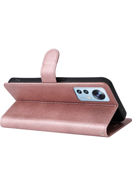 Xiaomi Için 12 Lite 5g 5g Düz Renkli Pu Deri Kılıf Tamamen Sarılmış Telefon Stand Cüzdan Kapağı Strap-Rose Altın (Yurt Dışından) fırsatları