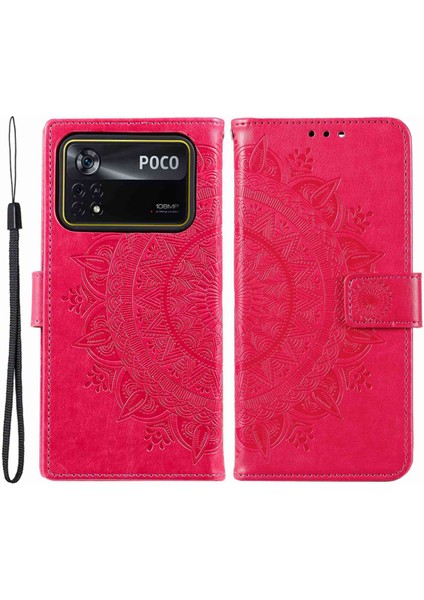 Xiaomi Poco X4 Pro 5g Cüzdan Tasarımı Için Baskılı Mandala Çiçek Tamamen Sarılmış Pu Deri Telefon Kapak Telefon Kedisi (Yurt Dışından)