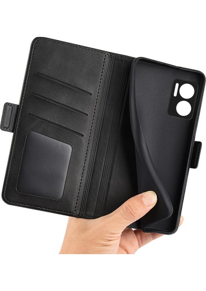 Xiaomi Için Redmi Note 11E 5g/redmi 10 5g/redmi 10 Prime+ 5g Dokulu Pu Deri+ Tpu Çift Koruma Telefon Kılıfı Şok Geçirmez Stand Cüzdan Tasarım Telefon Kabuk Black (Yurt Dışından) fırsatları