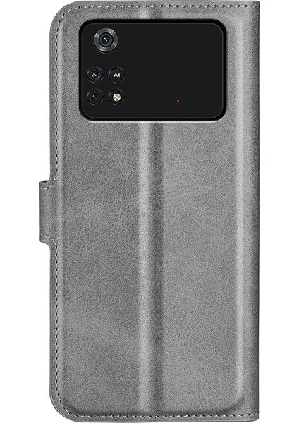 Xiaomi Için Poco M4 Pro 4g Manyetik Kıta Dokulu Pu Deri Kılıf Cüzdan Stand Flip Telefon Kapağı-Grey (Yurt Dışından) modelleri