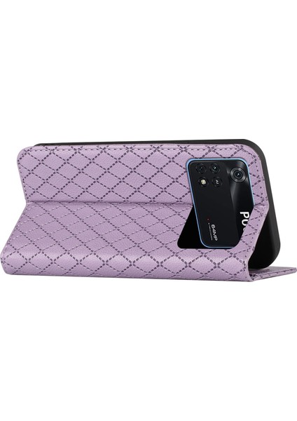 Xiaomi Için Poco M4 Pro 4g Anti-Fall Litchi Doku Doku Telefon Cüzdan Standı Rhombus Desen Giyim Dayanıklı Cep Telefonu Kılıfı (Yurt Dışından) indirimleri