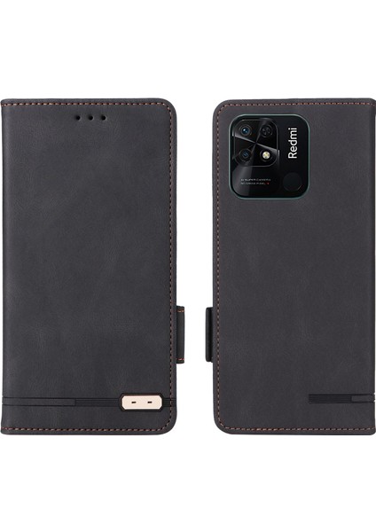 Xiaomi Redmi Için 10C Pu Deri Deri Cüzdan Koruyucu Telefon Kılıfı Stand Kitap Tasarımı Şok Geçirmez Tpu Iç Kabuk Anti-Çizelge Kapak Black (Yurt Dışından)