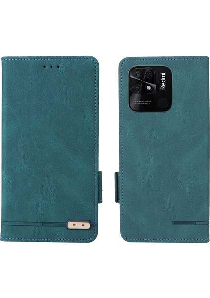 Xiaomi Redmi Için 10C Pu Deri Deri Cüzdan Koruyucu Telefon Kılıfı Stand Kitap Tasarımı Şok Geçirmez Tpu Iç Kabuk Anti-Çizelge Kapak Blue (Yurt Dışından)