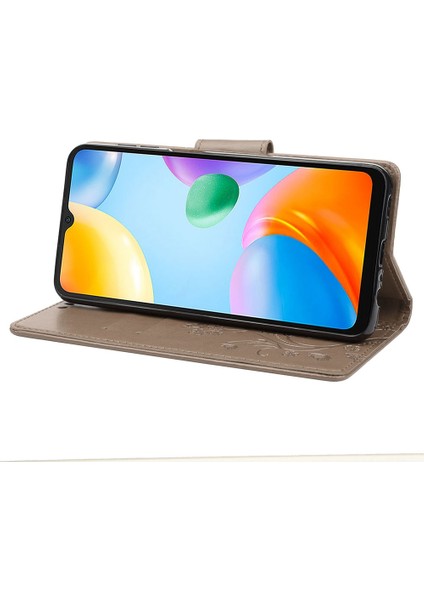 Xiaomi Redmi Için 10C Kelebek Çiçek Baskılı Folio Flip Pu Deri Kılıf Stand Cüzdan Kapak-Grey (Yurt Dışından) modelleri