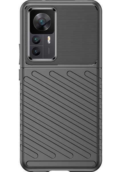 Xiaomi 12T 5g/redmi K50 Ultra 5G/12T Pro 5g Thunder Serisi Dükmekli Doku Kalınlaştırılmış Tpu Telefon Kılıfı Koruma Koruma Karşıtı Koruyucu Koruyucu Kapak Black (Yurt Dışından) modelleri