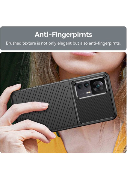 Xiaomi 12T 5g/redmi K50 Ultra 5G/12T Pro 5g Thunder Serisi Dükmekli Doku Kalınlaştırılmış Tpu Telefon Kılıfı Koruma Koruma Karşıtı Koruyucu Koruyucu Kapak Black (Yurt Dışından) indirimleri