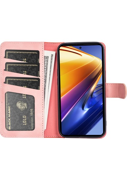 Xiaomi Için Poco F4 Gt/redmı K50 Oyun 5g Damla Geçirmez Renk Ekleme Telefon Flip Deri Cüzdan Kılıf Stand Anti-Çizelge Cep Telefonu Koruyucu Kapak Pembe (Yurt Dışından)