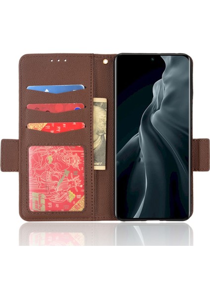 Litchi Doku Telefon Kapağı Xiaomi 12 Lite 5g, Cüzdan Standı Pu Deri Yan Manyetik Koşu Kılıf Kahverengi (Yurt Dışından) fiyatları