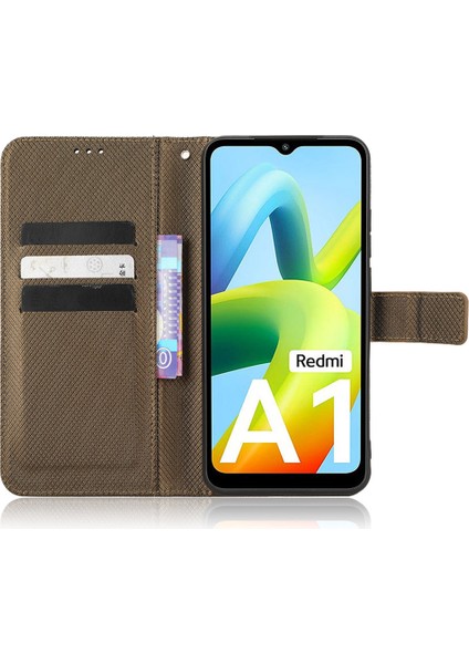 Xiaomi Için Redmi A1 4g/a2 4g Elmas Doku Telefon Cüzdan Kapağı Parçalanma Önleme Pu Deri Stand Case-Brown (Yurt Dışından) fiyatları