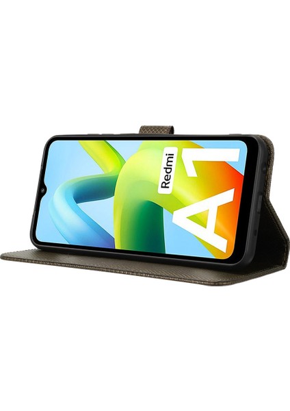 Xiaomi Için Redmi A1 4g/a2 4g Elmas Doku Telefon Cüzdan Kapağı Parçalanma Önleme Pu Deri Stand Case-Brown (Yurt Dışından) modelleri