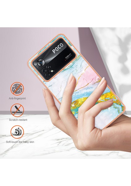 Xiaomi Poco X4 Pro 5g Mermer Desen Anti-Çizelge Anti-Çizelge Şok Geçirmez Telefon Kılıfı Yumuşak Tpu Imd Elektrokaplatma Kapak Yeşili (Yurt Dışından) fırsatları
