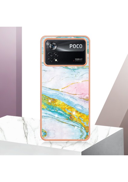 Xiaomi Poco X4 Pro 5g Mermer Desen Anti-Çizelge Anti-Çizelge Şok Geçirmez Telefon Kılıfı Yumuşak Tpu Imd Elektrokaplatma Kapak Yeşili (Yurt Dışından) indirimleri