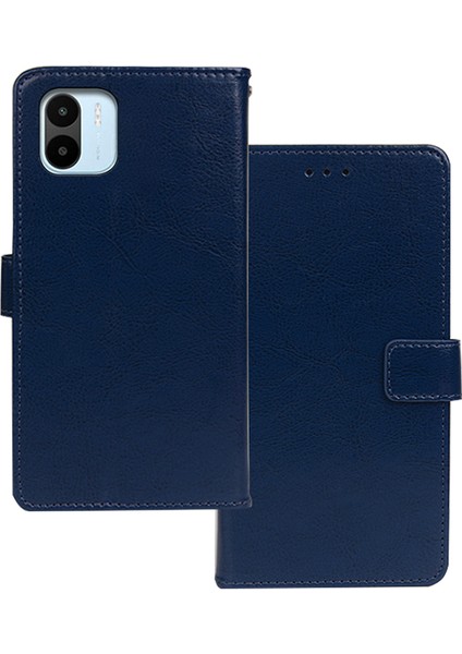 Xiaomi Redmi A2 4g/a1 4g Pu Deri Cüzdan Stand Çılgın At Dokusu Telefon Vaka-Mavisi (Yurt Dışından)
