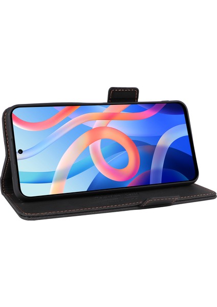 Donanım Dekoru Xiaomi Için Telefon Kılıfı Poco M4 Pro 5g/redmi 10 4g (2021)/NOT 11S 5g, Çift Manyetik Kıçalı Pu Deri Cüzdan Katlanabilir Stand Telefon Kapak Black (Yurt Dışından)