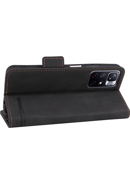 Donanım Dekoru Xiaomi Için Telefon Kılıfı Poco M4 Pro 5g/redmi 10 4g (2021)/NOT 11S 5g, Çift Manyetik Kıçalı Pu Deri Cüzdan Katlanabilir Stand Telefon Kapak Black (Yurt Dışından)