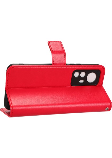 Xiaomi 12T 5G/12T Pro 5g/redmi K50 Ultra 5g Telefon Stand Cüzdan Koruyucu Kılıf Çılgın At Doku Pu Deri Kapak Kırmızı (Yurt Dışından) modelleri