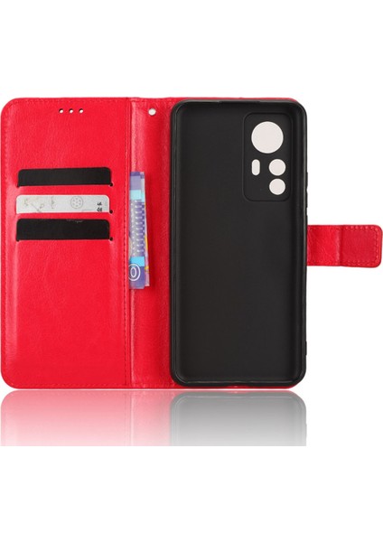 Xiaomi 12T 5G/12T Pro 5g/redmi K50 Ultra 5g Telefon Stand Cüzdan Koruyucu Kılıf Çılgın At Doku Pu Deri Kapak Kırmızı (Yurt Dışından) fırsatları
