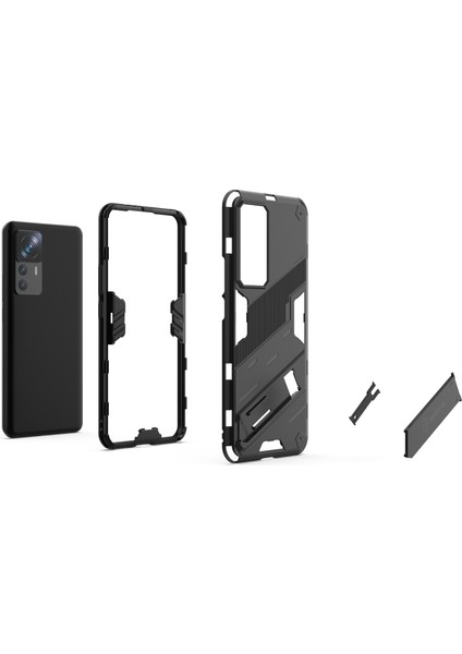 Xiaomi 12T Pro 5g Anti-Drop Hard Pc+Yumuşak Tpu Kasa Şok Geçirmez Kickstand Cep Telefonu Kapak Yeşillüğü (Yurt Dışından)