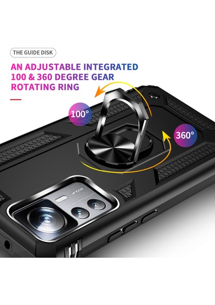 Xiaomi 12T 5G/12T Pro 5g/redmi K50 Ultra 5g, Pc+Tpu Telefon Kapağı Ring Kickstand-Black Için (Yurt Dışından) fiyatları