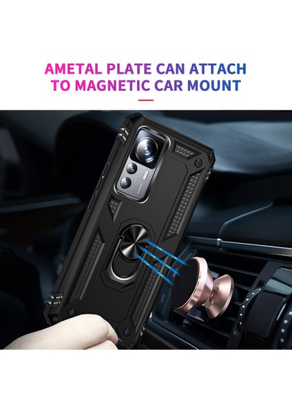 Xiaomi 12T 5G/12T Pro 5g/redmi K50 Ultra 5g, Pc+Tpu Telefon Kapağı Ring Kickstand-Black Için (Yurt Dışından) modelleri