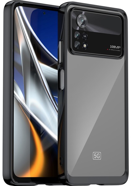 Xiaomi Poco X4 Pro 5g Sabit Akrilik Yumuşak Tpu Kasası Bağımsız Düğmeler-Black ile Şeffaf Telefon Kapağı (Yurt Dışından)