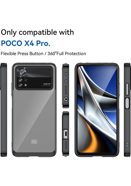 Xiaomi Poco X4 Pro 5g Sabit Akrilik Yumuşak Tpu Kasası Bağımsız Düğmeler-Black ile Şeffaf Telefon Kapağı (Yurt Dışından) fiyatları