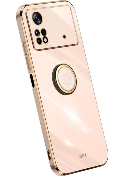 Xiaomi Poco X4 Pro 5g Için Xinli Elektrapılaşma Telefon Kılıfı, Kickstand-Pink ile Esnek Tpu Arka Kapağı (Yurt Dışından)