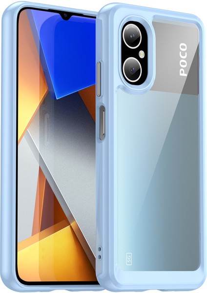 Xiaomi Poco M4 Için 5g Yükseltilmiş Çerçeve Damla Koruma Telefon Kapağı Sert Akrilik+Tpu Toz Geçirmez Cep Telefonu Kasası Mavisi (Yurt Dışından)
