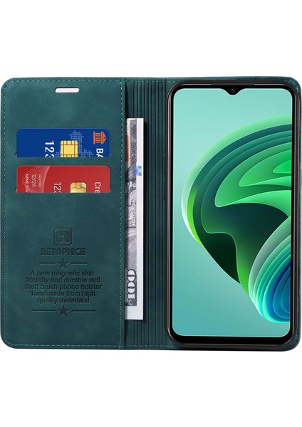 Xiaomi Redmi Için 10 5g/not 11E 5g/10 Prime+ 5g/11 Prime 5g Telefon Flip Case Stand Deri Rfıd Engelleme Cüzdanı Kapak Yeşili (Yurt Dışından)