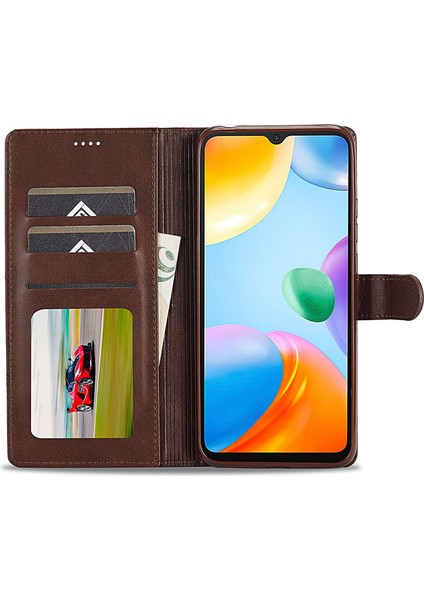 Xiaomi Redmi 10C Koruyucu Kabuk Için, Dokulu Pu Deri Manyetik Toka Cüzdan Standı-Kahverengi ile Telefon Kılıfı (Yurt Dışından) modelleri