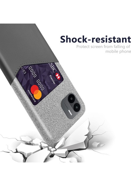 Xiaomi Için Cep Telefonu Kılıfı Redmi A1 4g/a2 4g Scratch Dayanıklı Kumaş Doku Telefon Kılıf Kart Tutucu Pu Deri Kaplamalı Pc Kapak-Grey (Yurt Dışından) modelleri