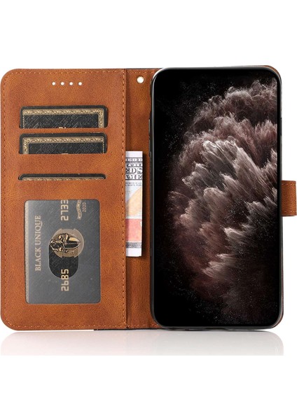 Xiaomi Redmi A1 4g/a2 4g Manyetik Toka Standı Için Pu Deri Renk Ekleme Çantası, Bilek Kayış-Siyah/kahverengi ile Telefon Cüzdan Kapağı Özellikli (Yurt Dışından)