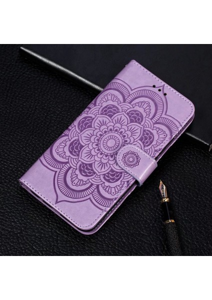 Xiaomi Redmi 10C 4g Pu Deri Cüzdan Stand Kılıfı Mandala Çiçek Telefonu Kapak Morası (Yurt Dışından) modelleri