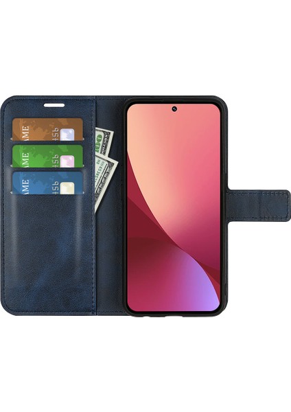 Xiaomi Için 12 Lite Dokulu Pu Deri Kapak Stand Fonksiyon Manyetik Kapanma Kitap Tarzı Flip Cüzdan Case-Blue (Yurt Dışından) modelleri