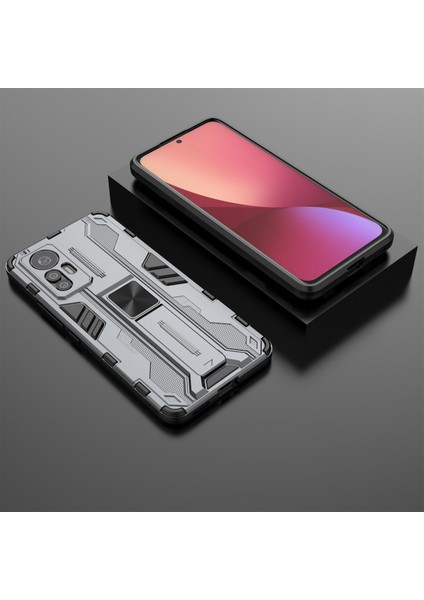 Xiaomi Için 12 Lite 5g 5g Anti-Fall Heavy Hasta Hard Pc Yumuşak Tpu Sağlam Hibrit Kılıf Kickstand Fonksiyon Anti-Çizelge Geri Kapak Grey (Yurt Dışından) indirimleri