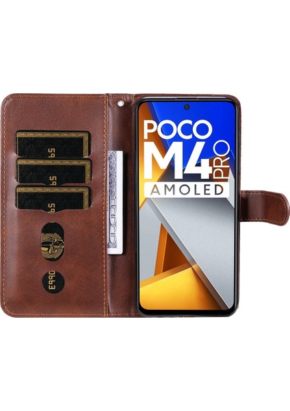 Xiaomi Için Poco M4 Pro Cüzdan Stand Özelliği Pu Deri Telefon Kılıfı Manyetik Tokalı Cep Pep Şok Geçirmez Kapak Kılıfı (Yurt Dışından)