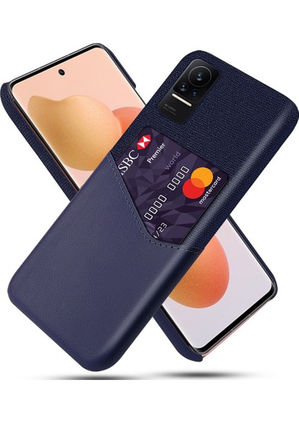 Xiaomi Civi 1s Kart Yuvası Için Çizelge Anti-Çizelge Cep Telefon Kılıf Doku Doku Pu Deri Kaplamalı Sert Pc Kabuk Mavisi (Yurt Dışından)