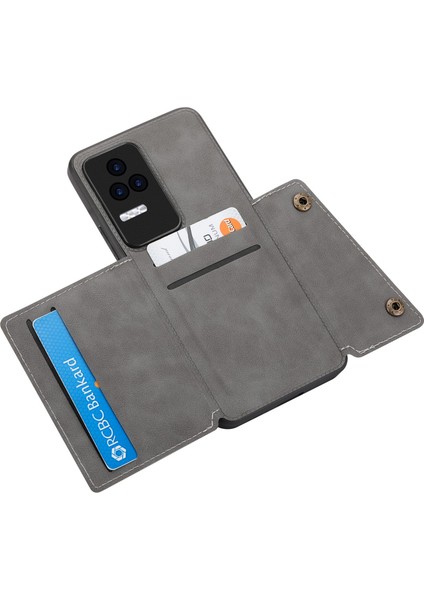 Xiaomi Için Redmi K50/REDMI K50 Pro Shockproof Anti-Cratch Pu Deri Kaplamalı Tpu Kılıf Kart Yuvaları Kickstand Telefon Kapağı Dahili Metal Sac Grey (Yurt Dışından) fiyatları