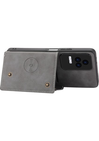 Xiaomi Için Redmi K50/REDMI K50 Pro Shockproof Anti-Cratch Pu Deri Kaplamalı Tpu Kılıf Kart Yuvaları Kickstand Telefon Kapağı Dahili Metal Sac Grey (Yurt Dışından) indirimleri